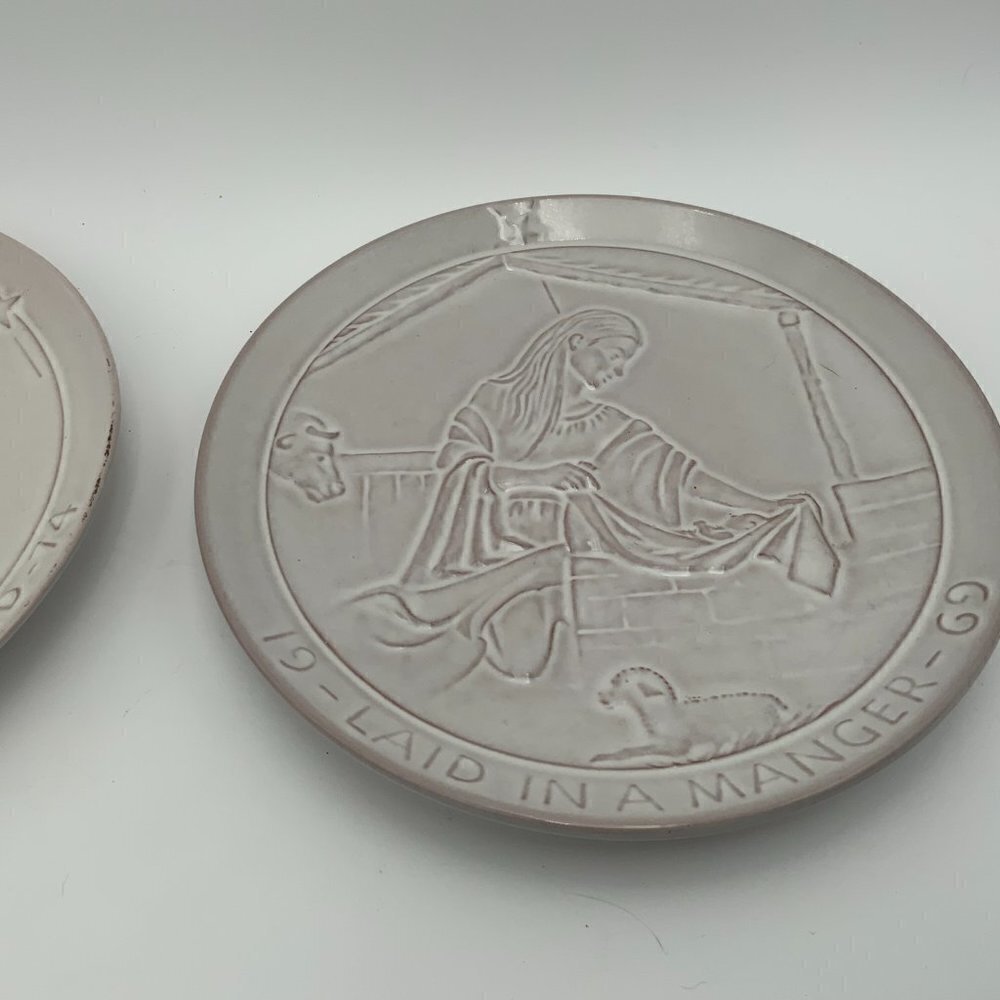 2 Signed Frankoma Christmas Plate Collection 1974 & 1969 Mother Mary & Jesus - Picture 3 of 8